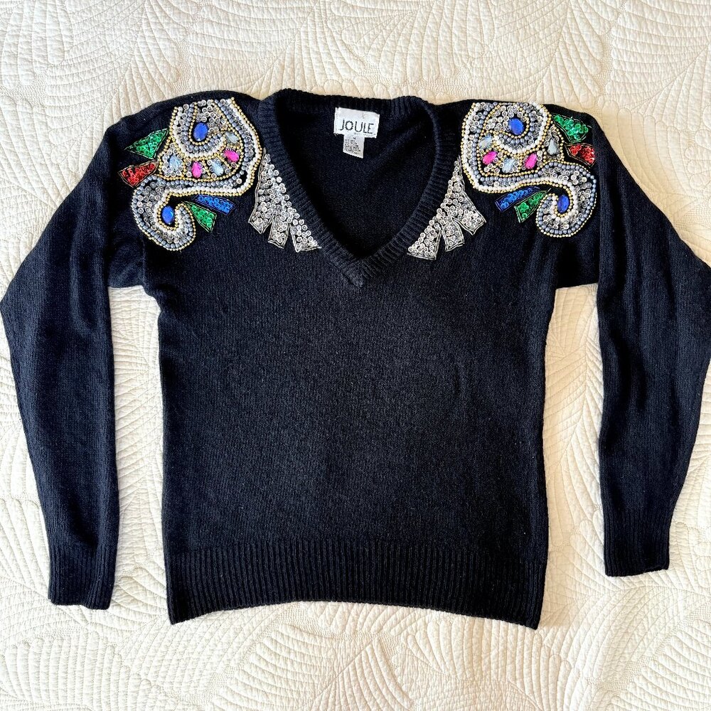 VTG 80s Mobwife Maximalist Bedazzled Lambswool & Silk Knit Sweater | Joule | M
